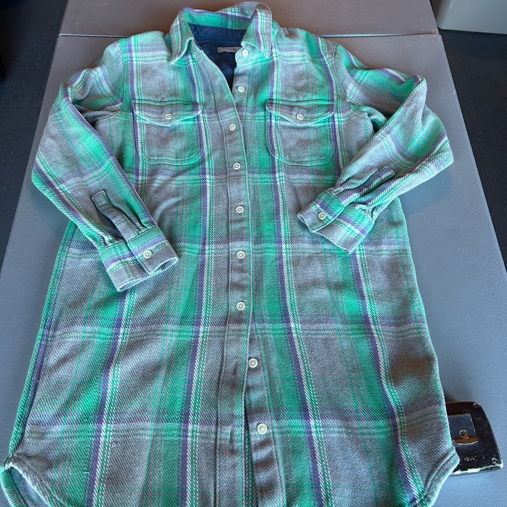 Outerknown Green and Purple Checkered Shirt long